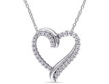 3/4 Carat (ctw) Lab-Created White Sapphire Heart Pendant Necklace in Sterling Silver